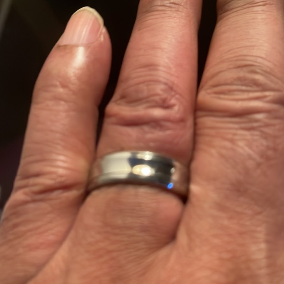 Stainless Steel Men's 7mm High and Brushed Polish Curved Wedding Band - Picture 4 of 4